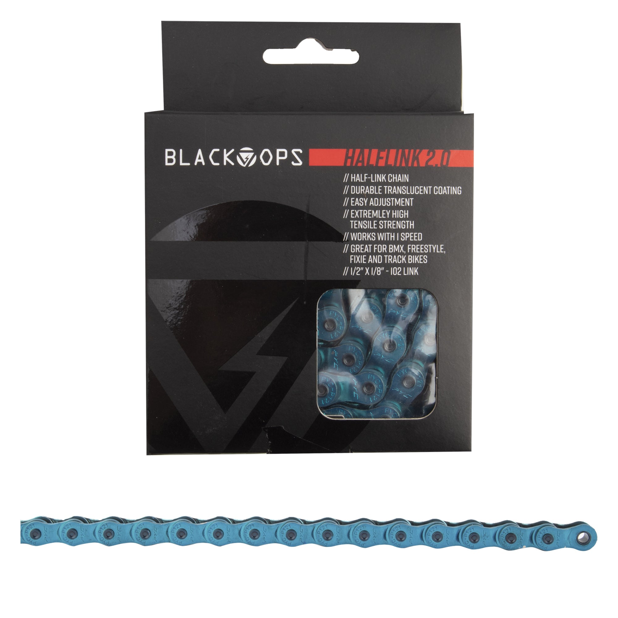 BlackOps HalfLink 2.0 Half-link Chain - Trans Blue - 1/2"x1/8"