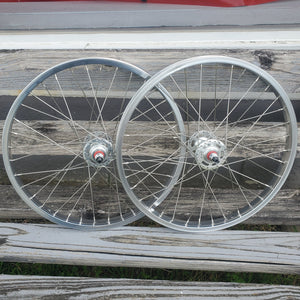 20" 7X style Sealed Road Flange BMX Wheels - Pair - Silver