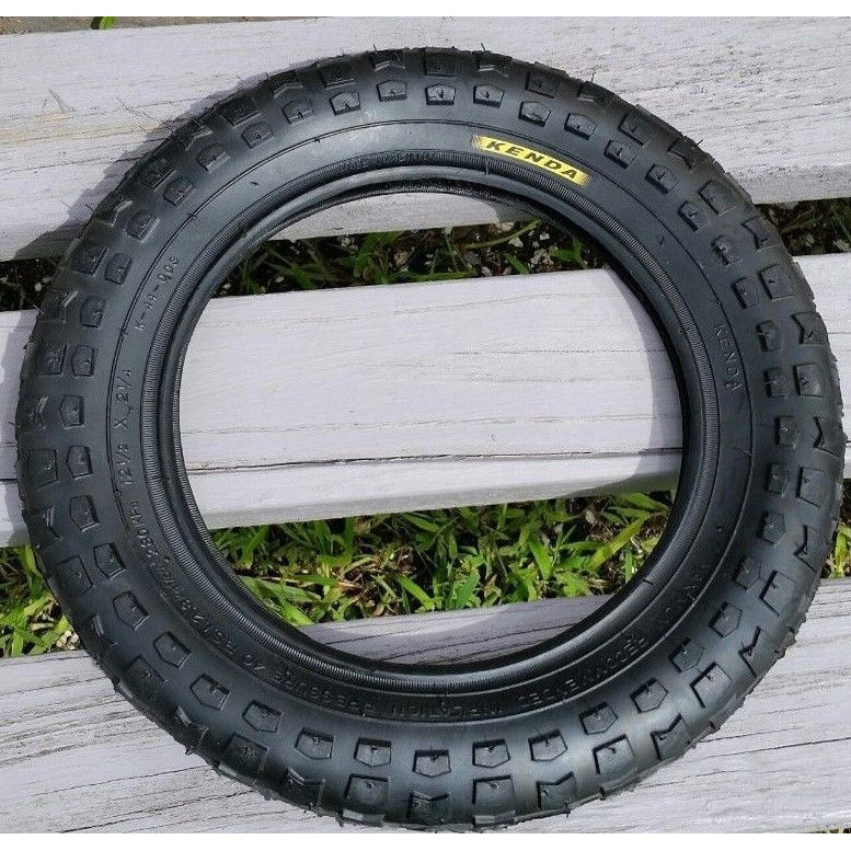 12-1/2 x 2-1/4 Kenda BMX Block Tread Tire - Black w/ Kenda Logo