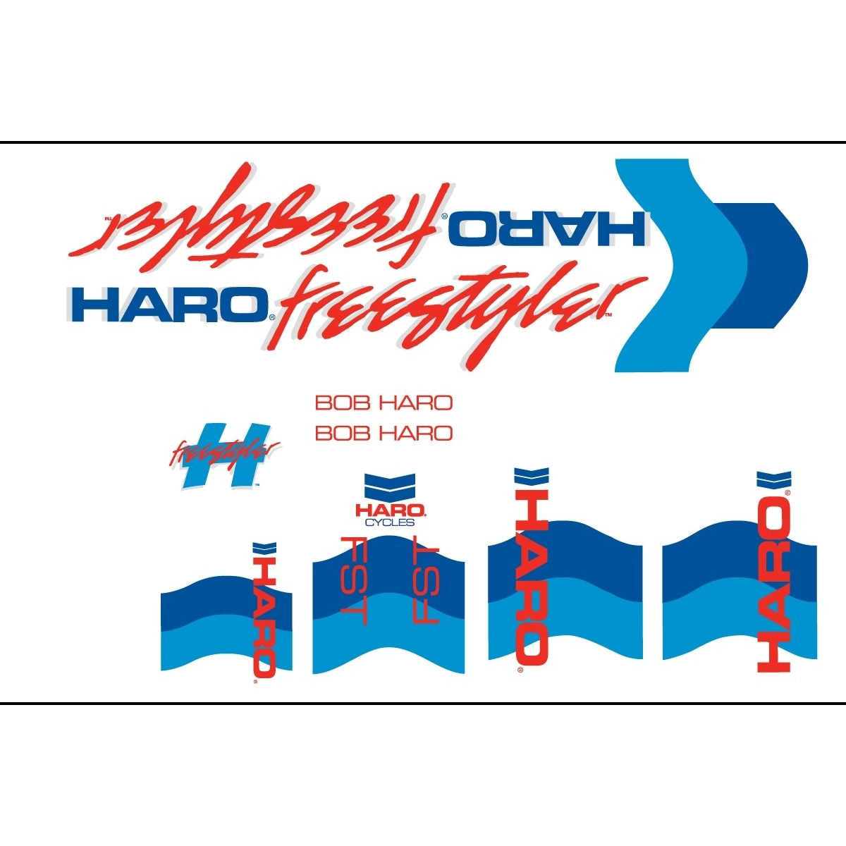 Haro 1985 FST BMX Decal Set for Frame + Fork - White/Red
