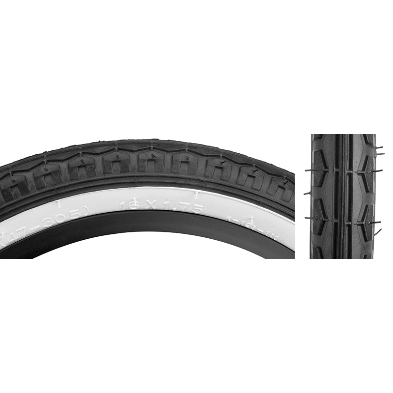 16x1.75 Kenda K123 Street Tire - Black w/ Whitewall