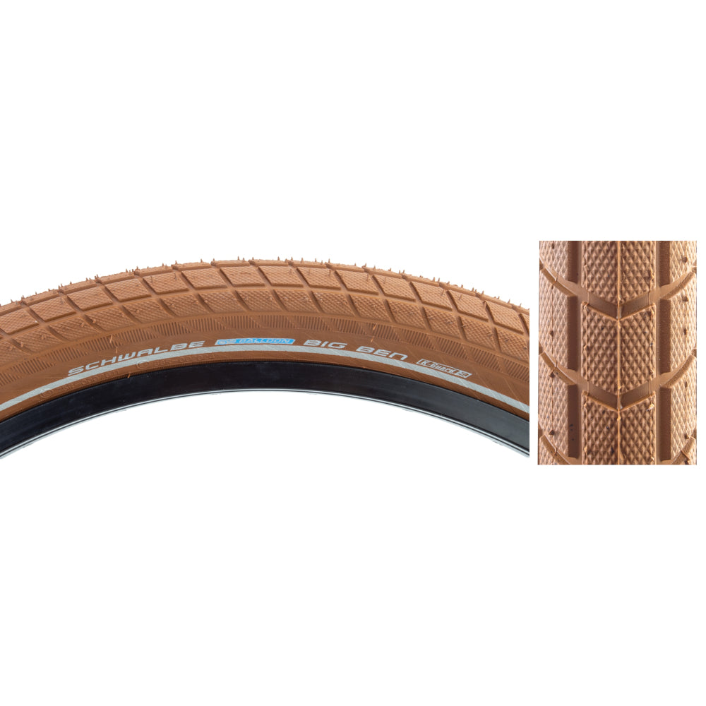700x38c Schwalbe Little Big Ben Active Twin K-Guard Bicycle Tire - Brown w/ Reflective Stripe