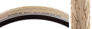 700x35c Schwalbe Delta Cruiser Bicycle Tire - Cream w/ Reflective Stripe