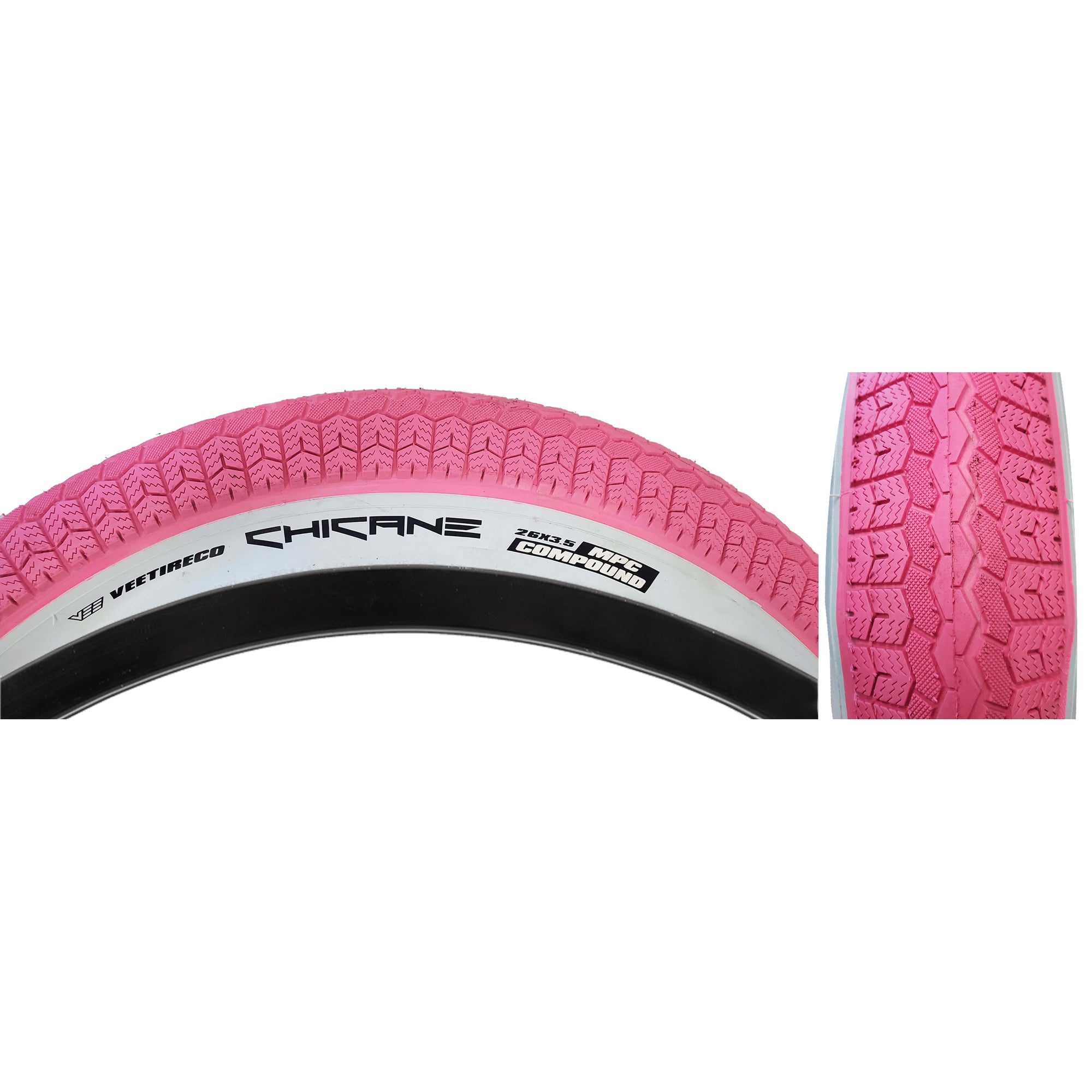 26x3.50 SE Racing  Chicane BMX Cruiser tire - Pink w/ Whitewall