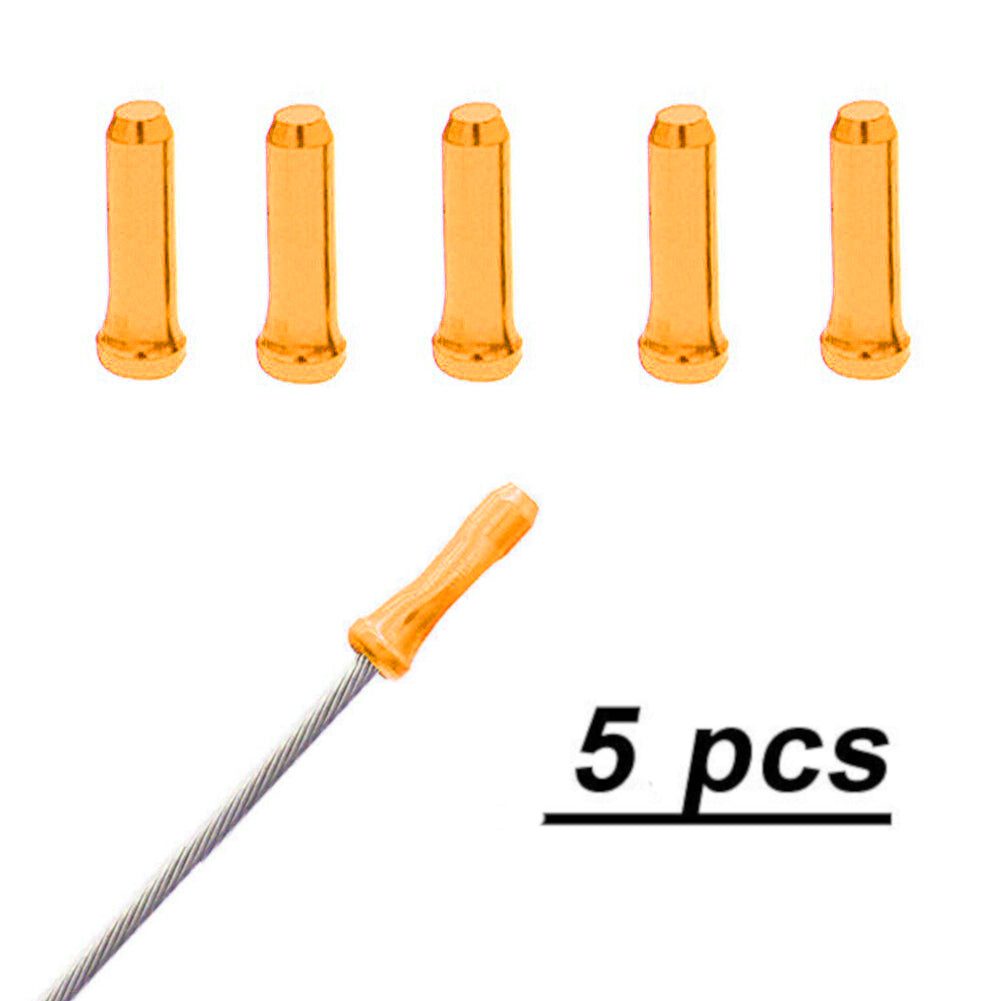 Anodized Alloy Brake Cable End Tip - Pack of 5 - Gold