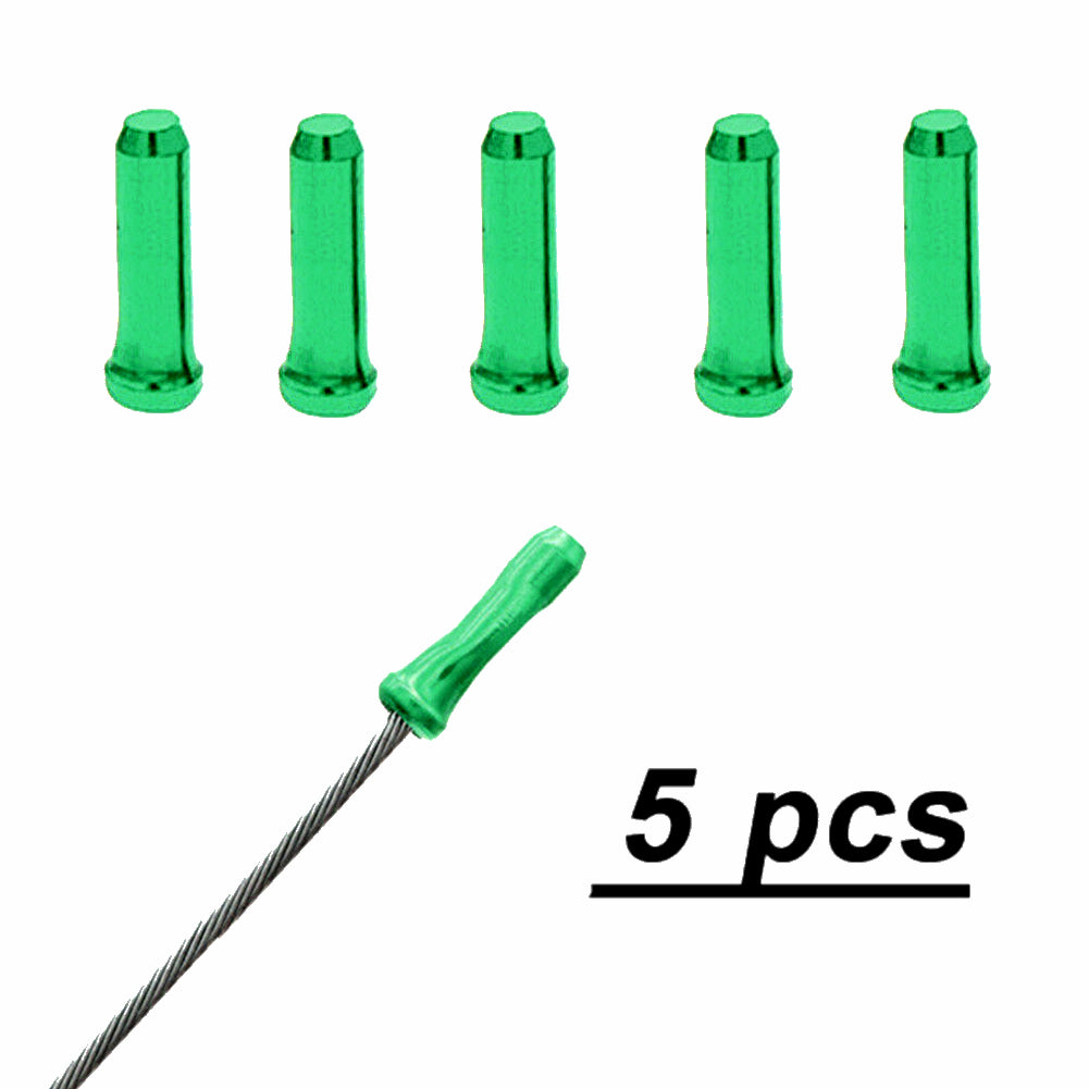 Anodized Alloy Brake Cable End Tip - Pack of 5 - Green