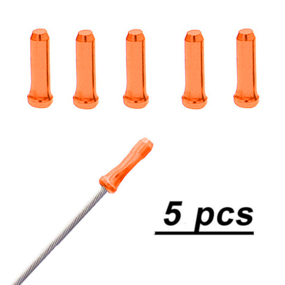 Anodized Alloy Brake Cable End Tip - Pack of 5 - Orange