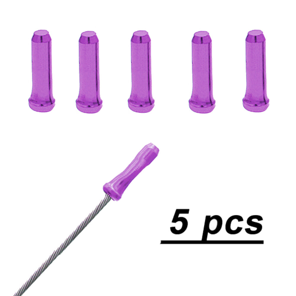 Anodized Alloy Brake Cable End Tip - Pack of 5 - Purple