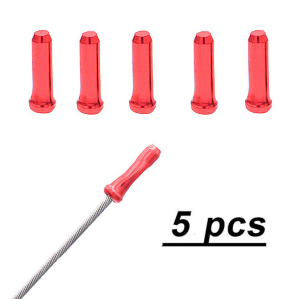 Anodized Alloy Brake Cable End Tip - Pack of 5 - Red