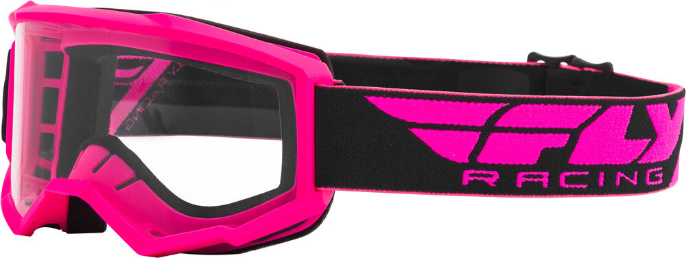 Fly Focus Adult BMX / MX Goggles - Hot Pink w/ Clear Lens