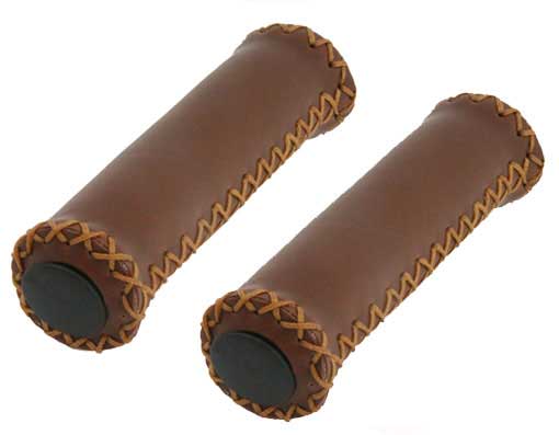 Stitched Vegan Leather Grips - 130mm - Brown