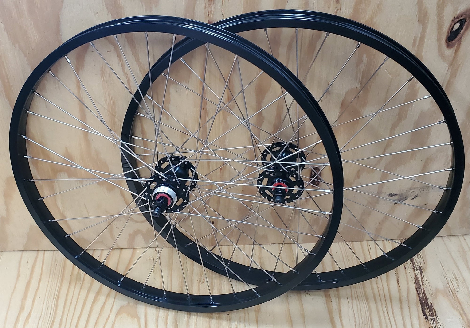 24" 7X style Sealed Road Flange BMX Wheels - Pair - Black