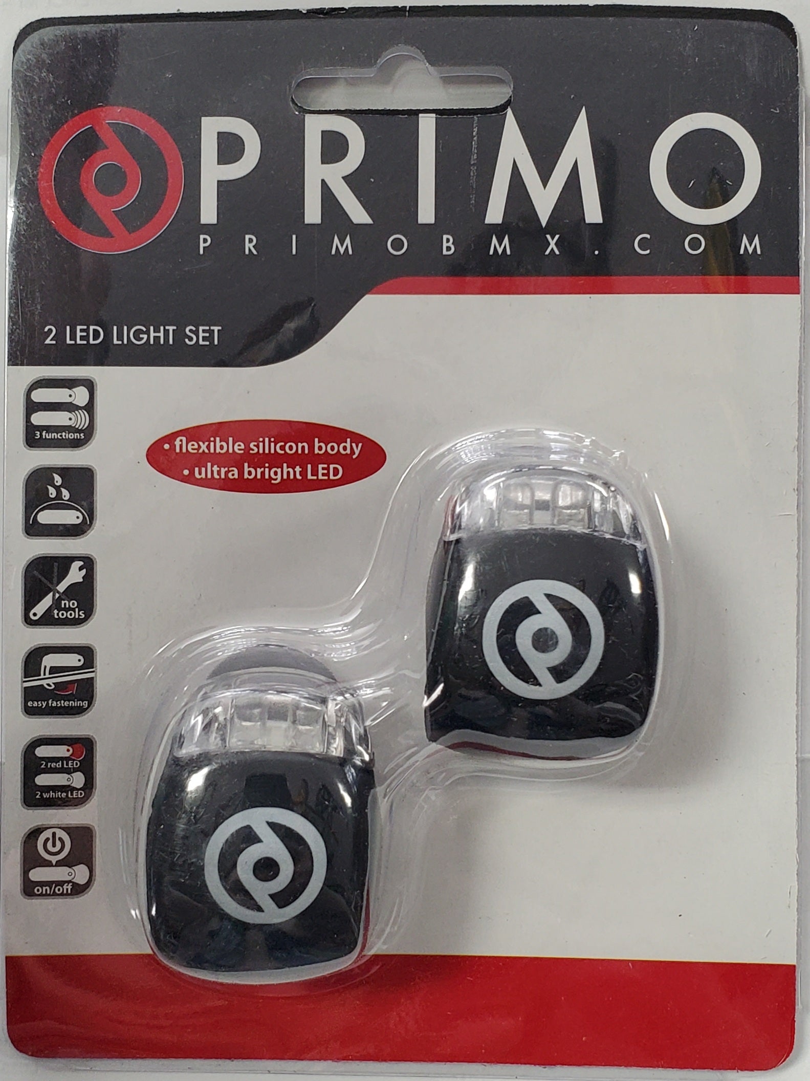 Primo Combo Bike Lights - Pair - Front/White & Rear/Red