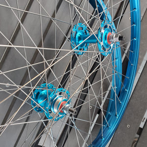 26" 7X style Sealed Machined Flange BMX Wheels - Pair - Blue Anodized