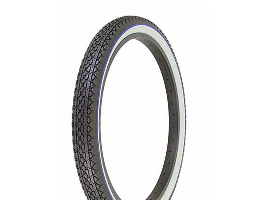 24x2.125 Duro Goodyear-tread Tire - Black w/ Whitewall & Blue Stripe