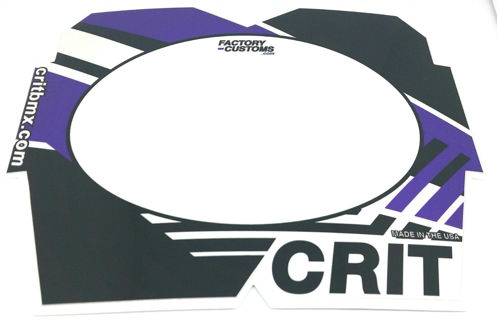 Crit BMX Pro Number Plate - Purple & White Color Block Graphics - USA Made