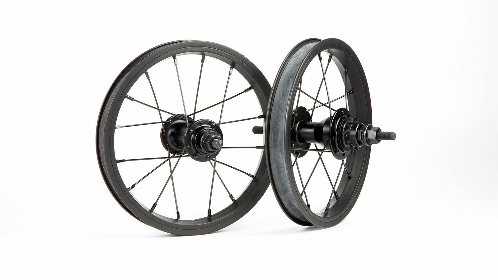 12" Fit Misfit OEM BMX Wheelset - 9t - RHD - Male 3/8" - Pair - Black