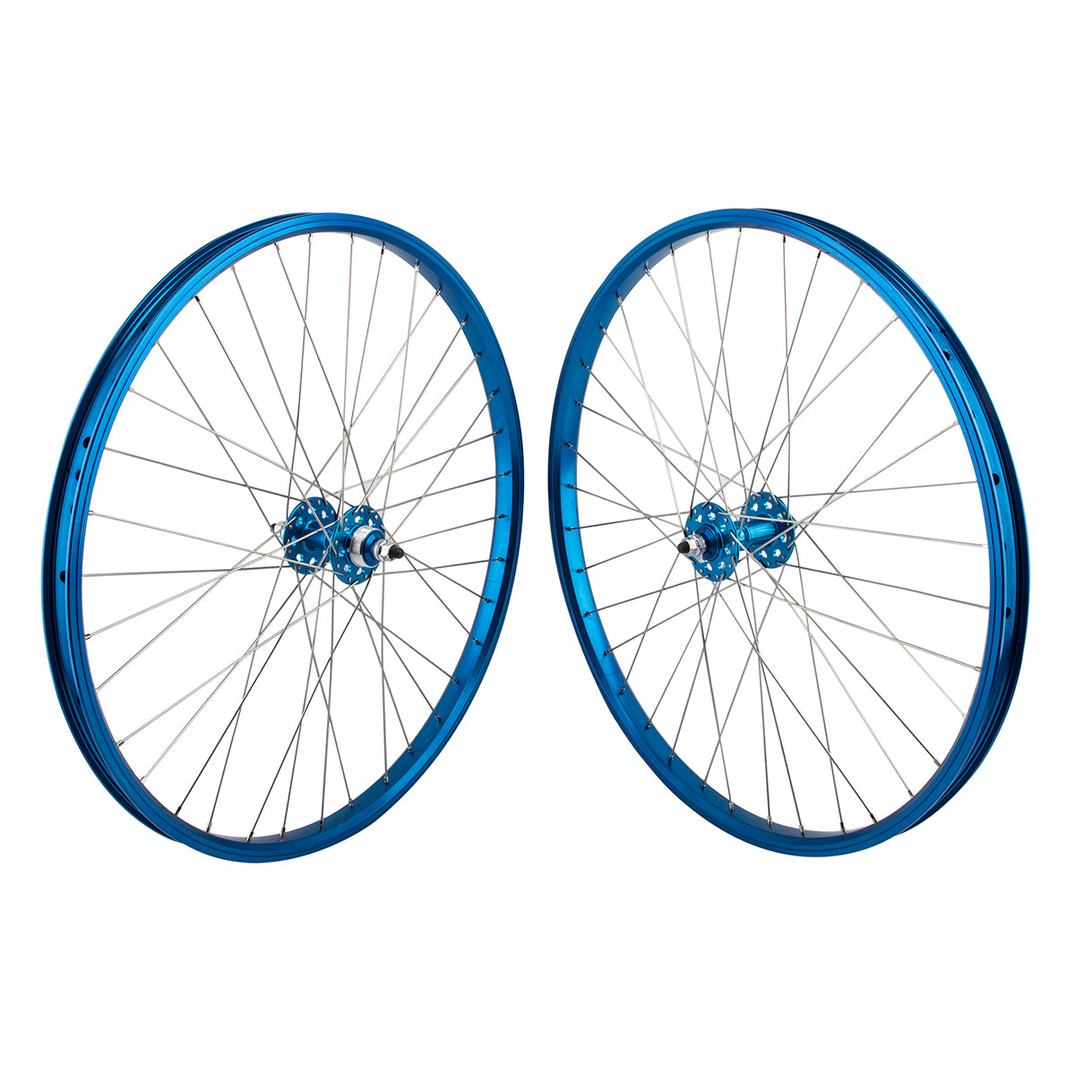 26" SE Racing Wheelset - Pair - 36H - Double Wall - Sealed Bearing - Freewheel - Blue