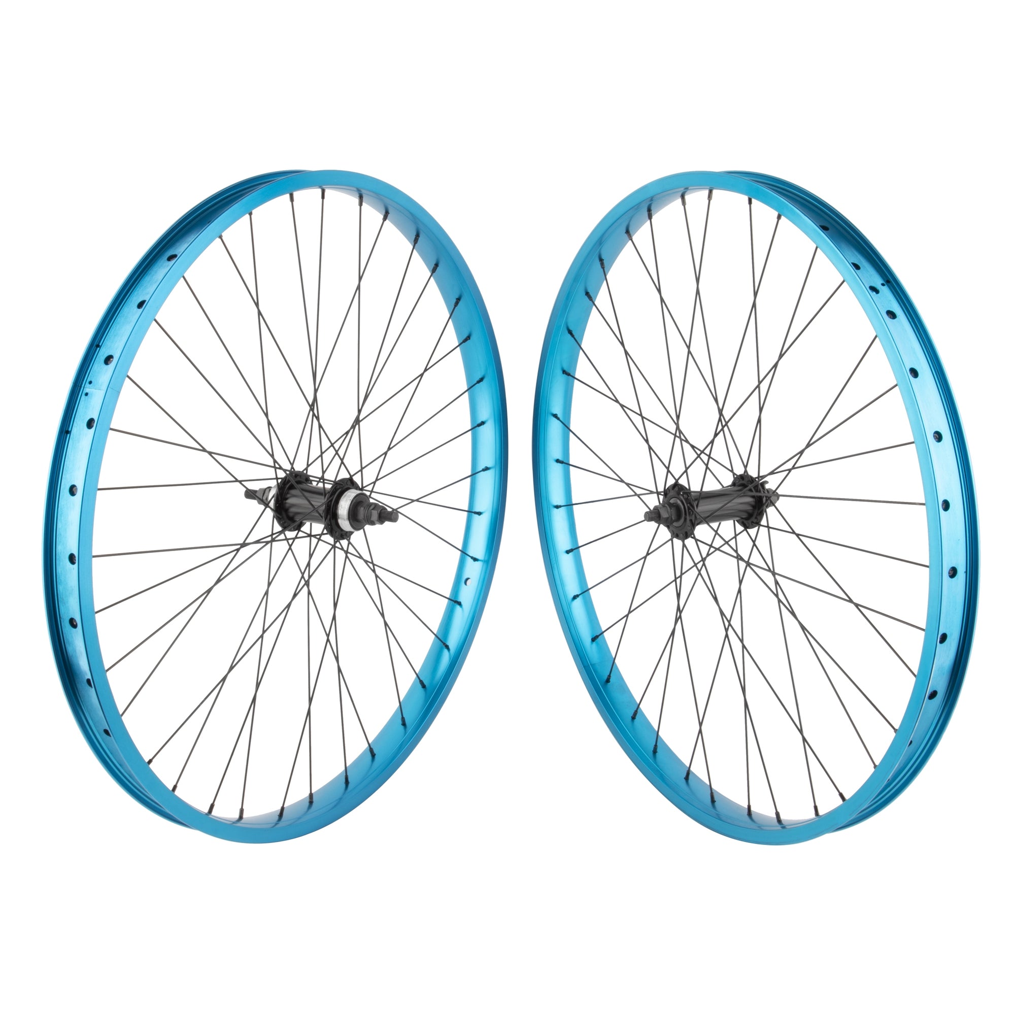 26" SE Racing Blocks Flyer Wheelset - Pair - 36H - Double Wall - Freewheel - Blue