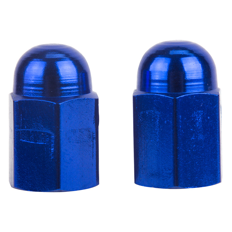 Trik Topz Hex Dome Aluminum Valve Caps - Pair - Blue