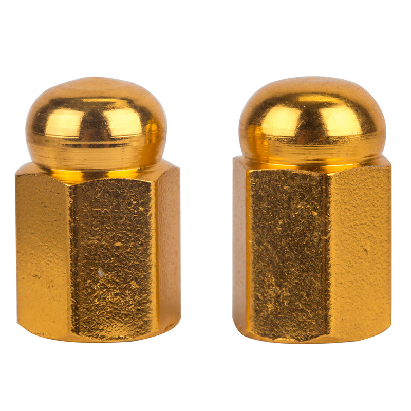 Trik Topz Hex Dome Aluminum Valve Caps - Pair - Gold