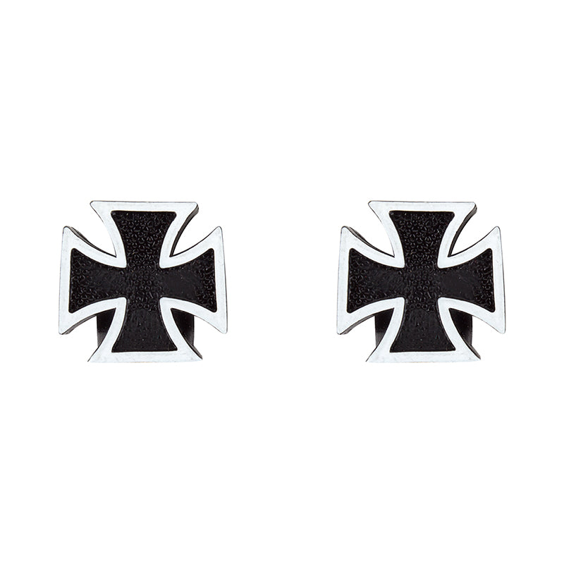 Trik Topz Iron Cross Valve Caps - Pair - Black