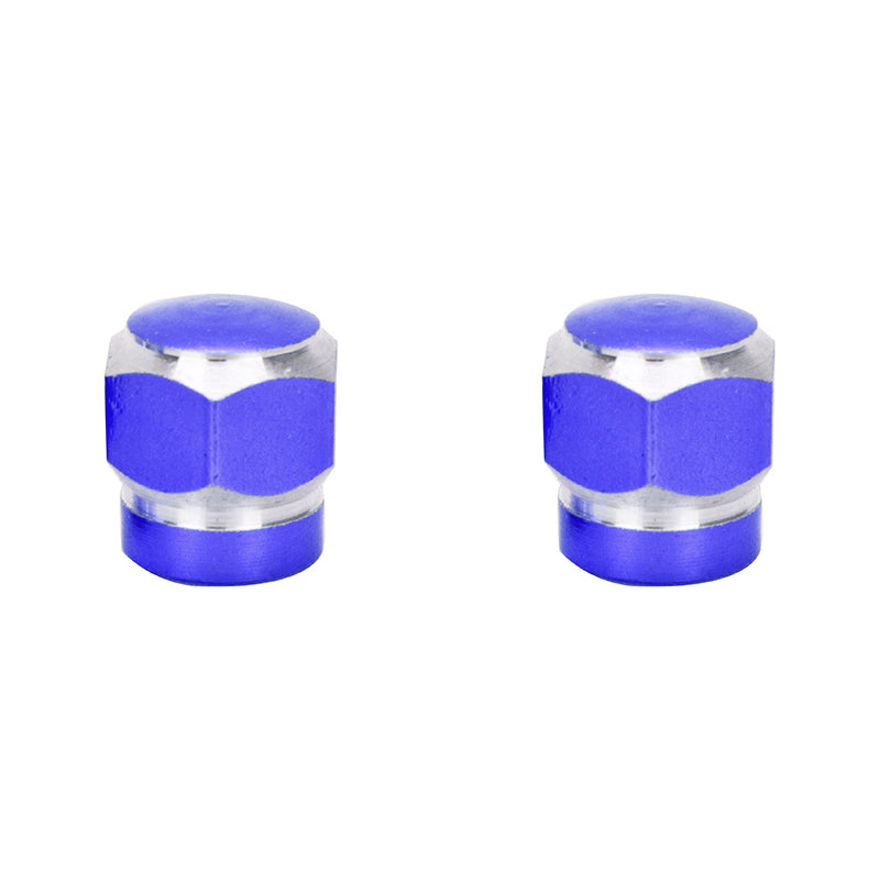Trik Topz 2-Tone Hex Aluminum Valve Caps - Pair - Blue/Silver