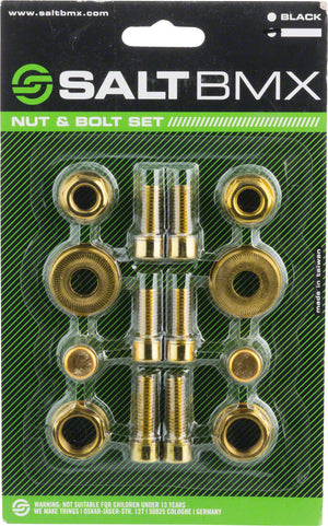 Salt BMX Nut and Bolt kit Stem bolts, Axle Nuts + Washers, Valve Caps - Gold