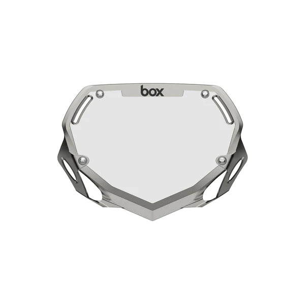 Box Two Mini / Cruiser BMX Number Plate - Silver + White