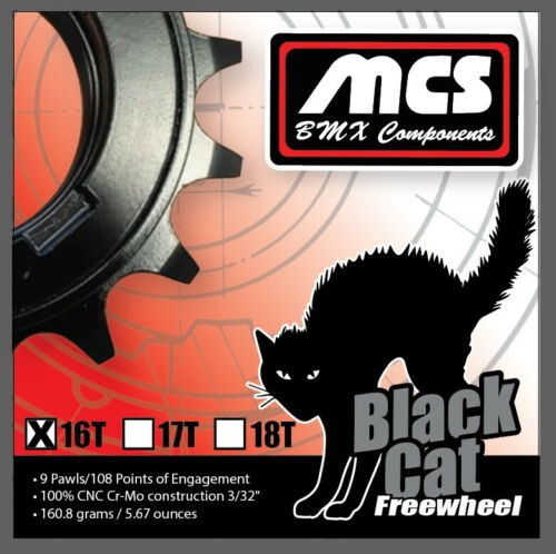 MCS Black Cat 17T BMX Freewheel - 108 Engagement Points - 3/32" - Black