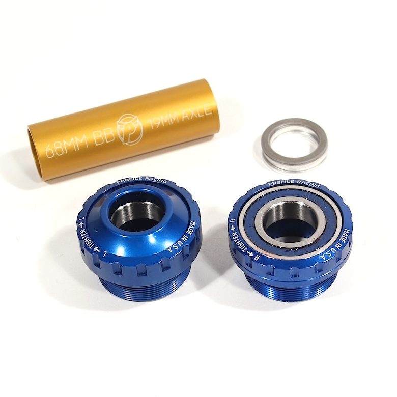 19mm Profile Euro External (Outboard) BMX Bottom Bracket Set - Blue - Made in the USA