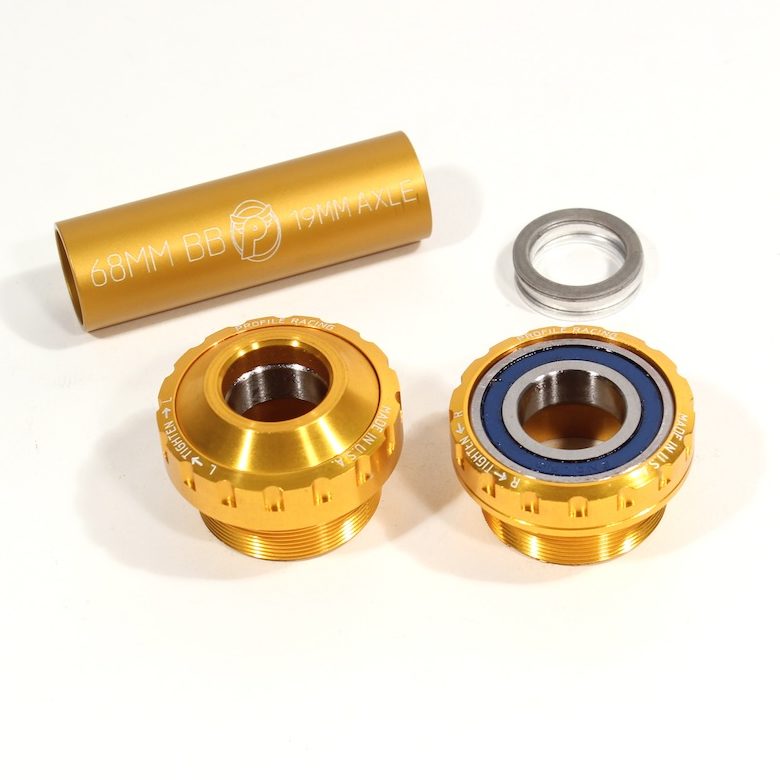 19mm Profile Euro External (Outboard) BMX Bottom Bracket Set - Gold - Made in the USA