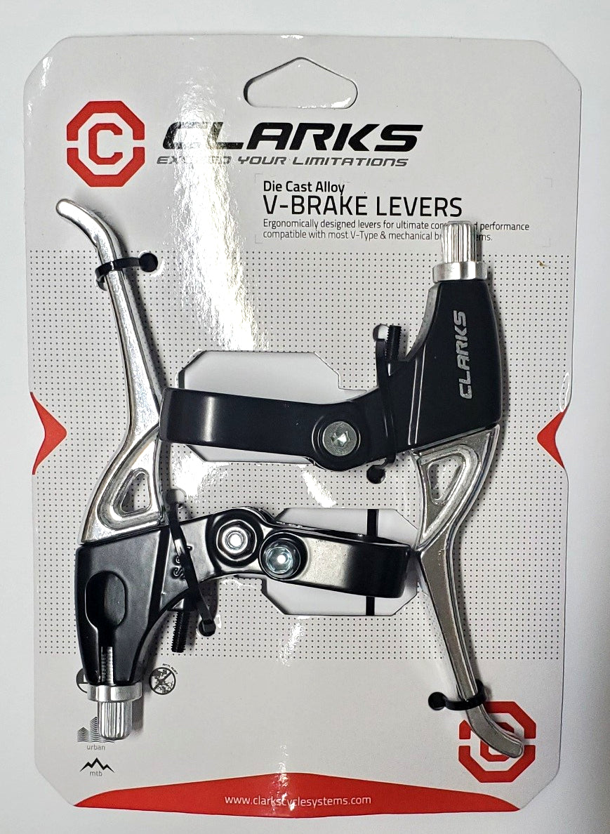 Clarks V-/Mech Disc MTB Brake Lever Set - Black/Silver - Pair