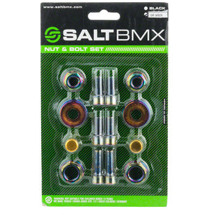 Salt BMX Nut and Bolt kit Stem bolts, Axle Nuts + Washers, Valve Caps - Oil Slick