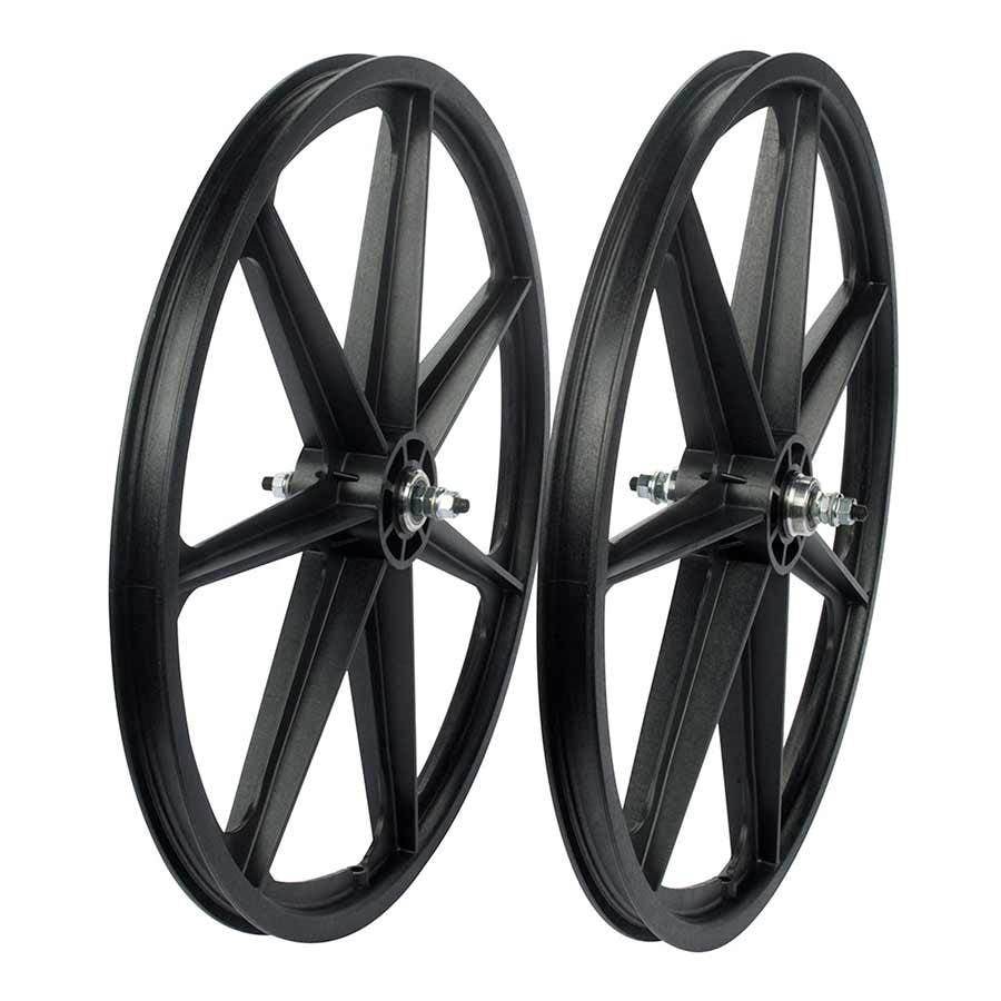 24" Skyway Tuff Wheel Retro T-Spoke Mag BMX Wheels - Black - USA Made