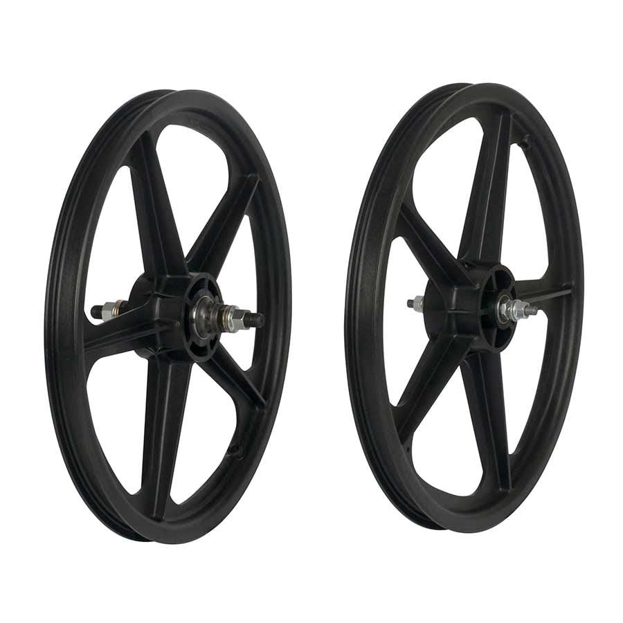 20" Skyway Tuff Wheel II Cassette BMX Mag Wheels - Pair - 9t - Black - USA Made