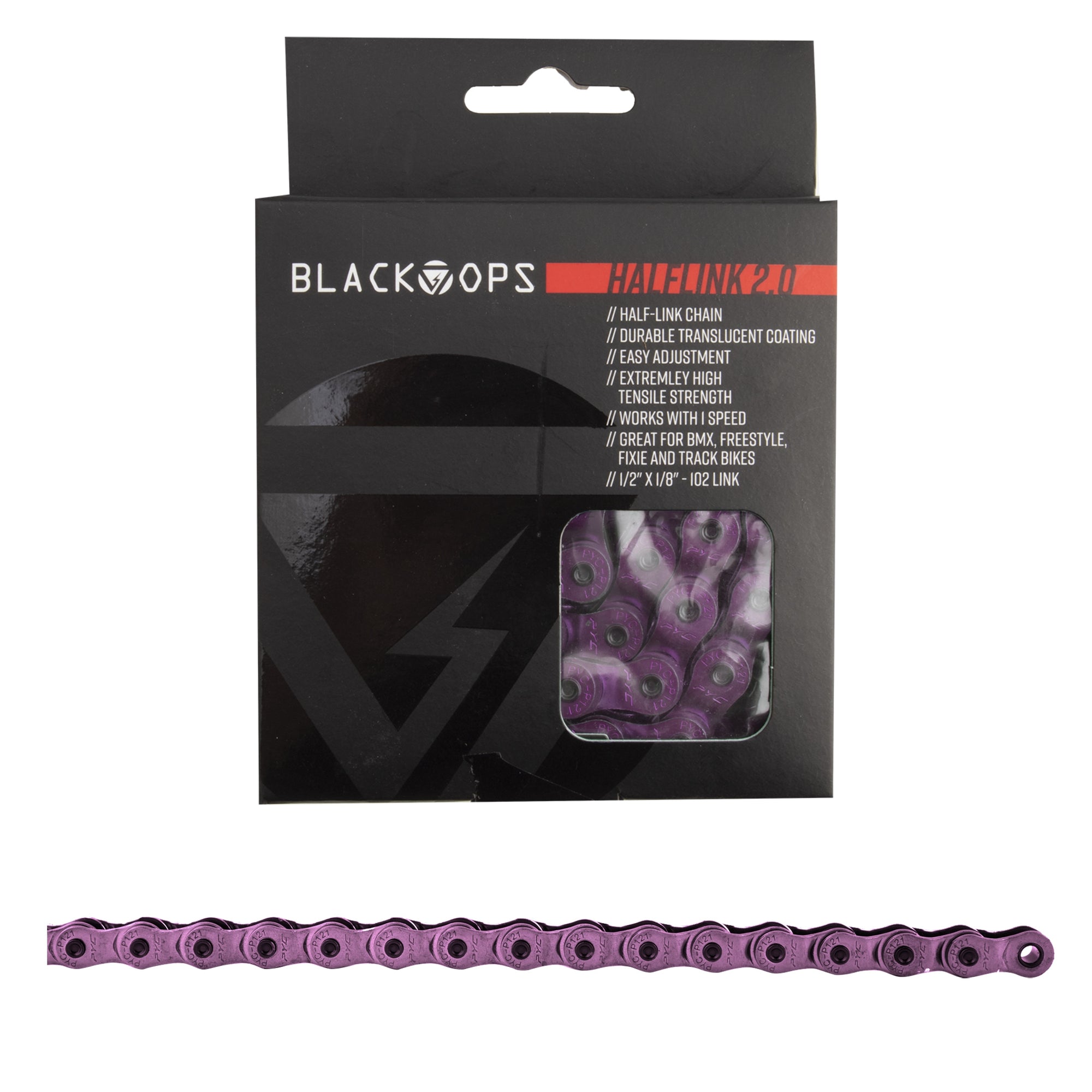 BlackOps HalfLink 2.0 Half-link Chain - Trans Purple - 1/2"x1/8"