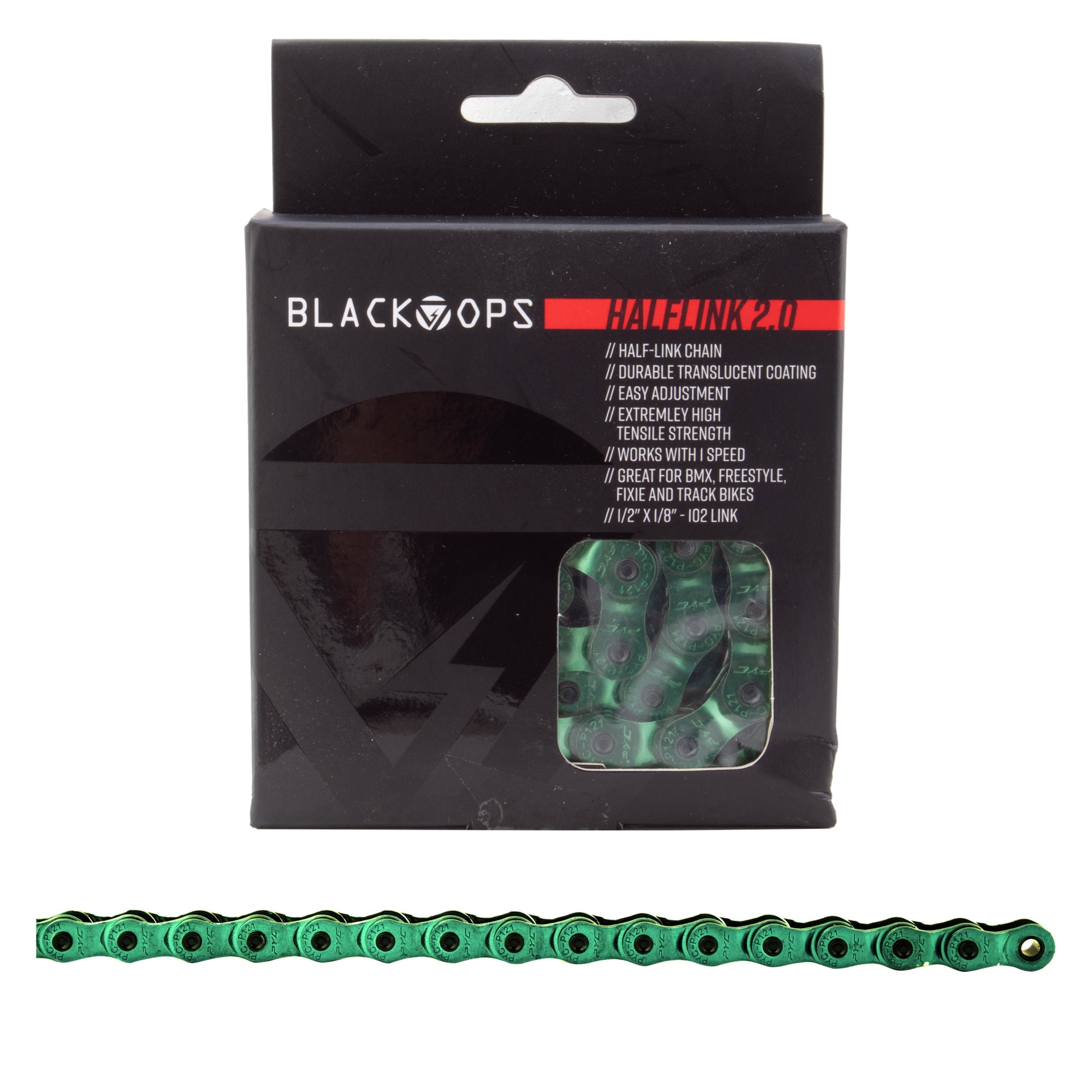 BlackOps HalfLink 2.0 Half-link Chain - Trans Green - 1/2"x1/8"