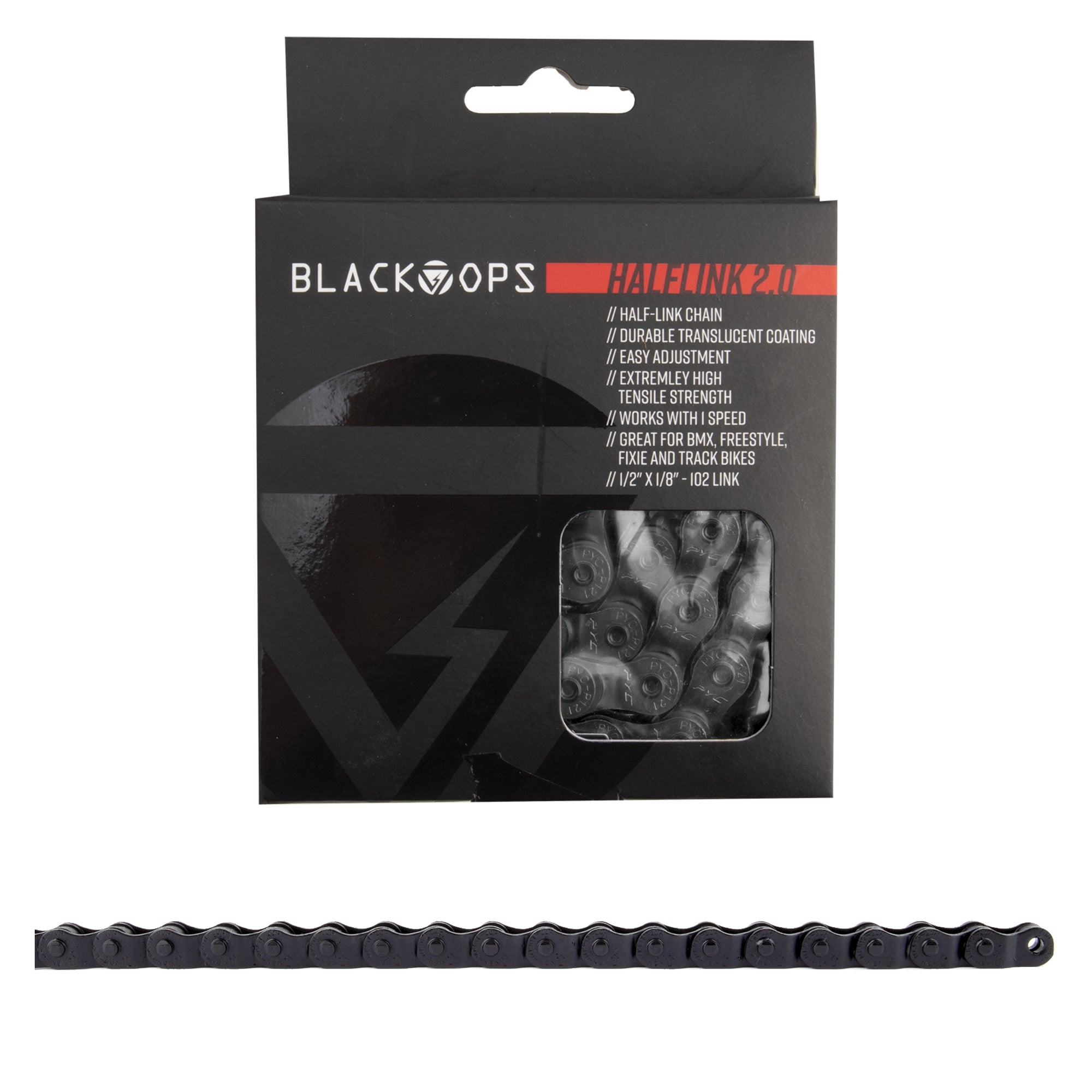 BlackOps HalfLink 2.0 Half-link Chain - Black - 1/2"x1/8"