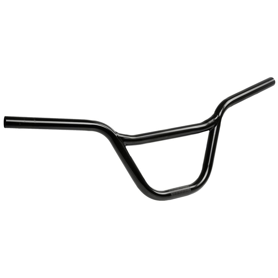 Black motorcycle handlebar on a white background
