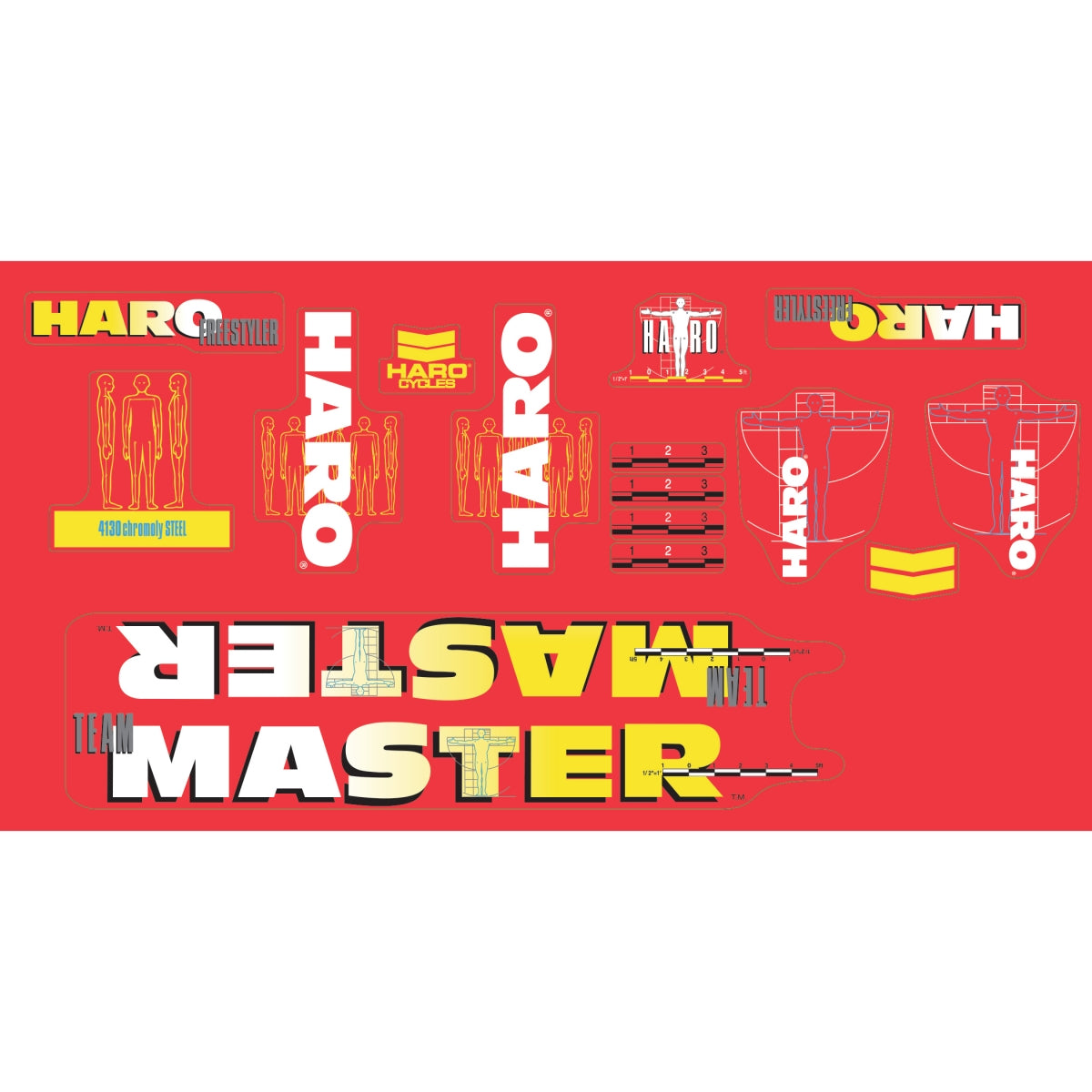 Haro 1989 Team Master BMX Decal Set for Frame + Fork - Red