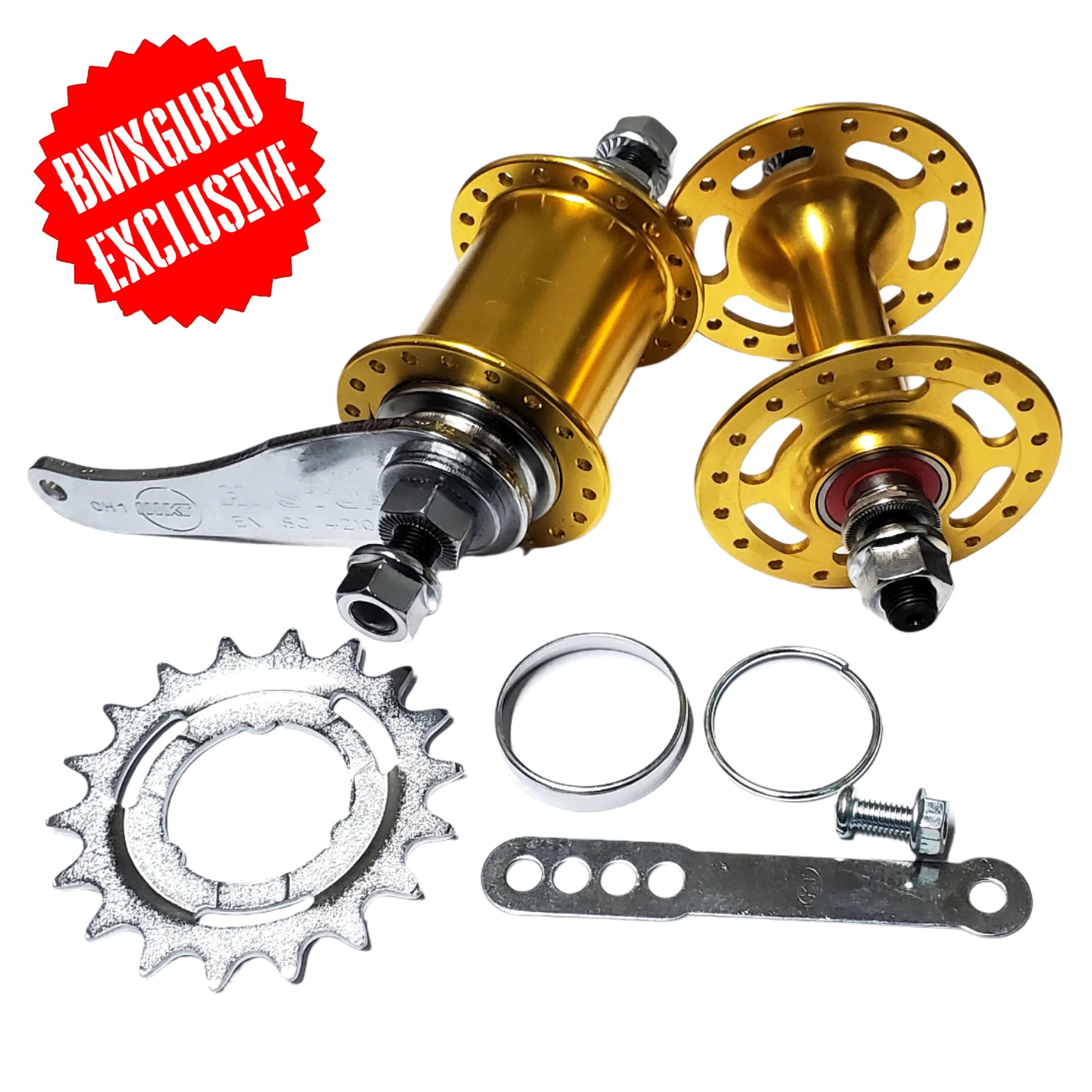 Retro Aluminum Coaster Brake Cruiser/BMX Hubset - 36h - 3/8" axle - Gold