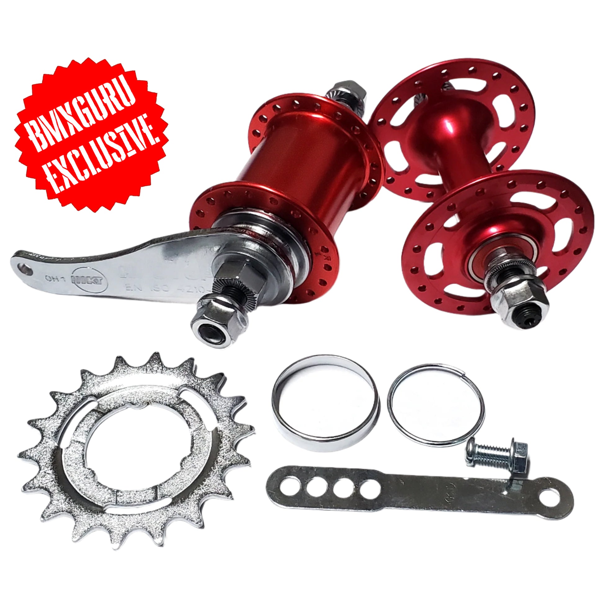 Retro Aluminum Coaster Brake Cruiser/BMX Hubset - 36h - 3/8" axle - Red