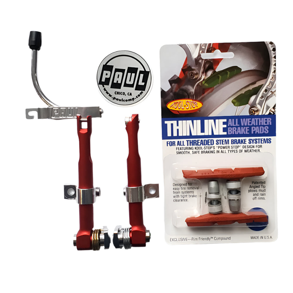 Paul Motolite BMX V-Brake w/ KoolStop Pads - Matte Red - USA Made