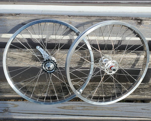 20" 7X style Coaster Brake BMX Wheels - Pair - Silver
