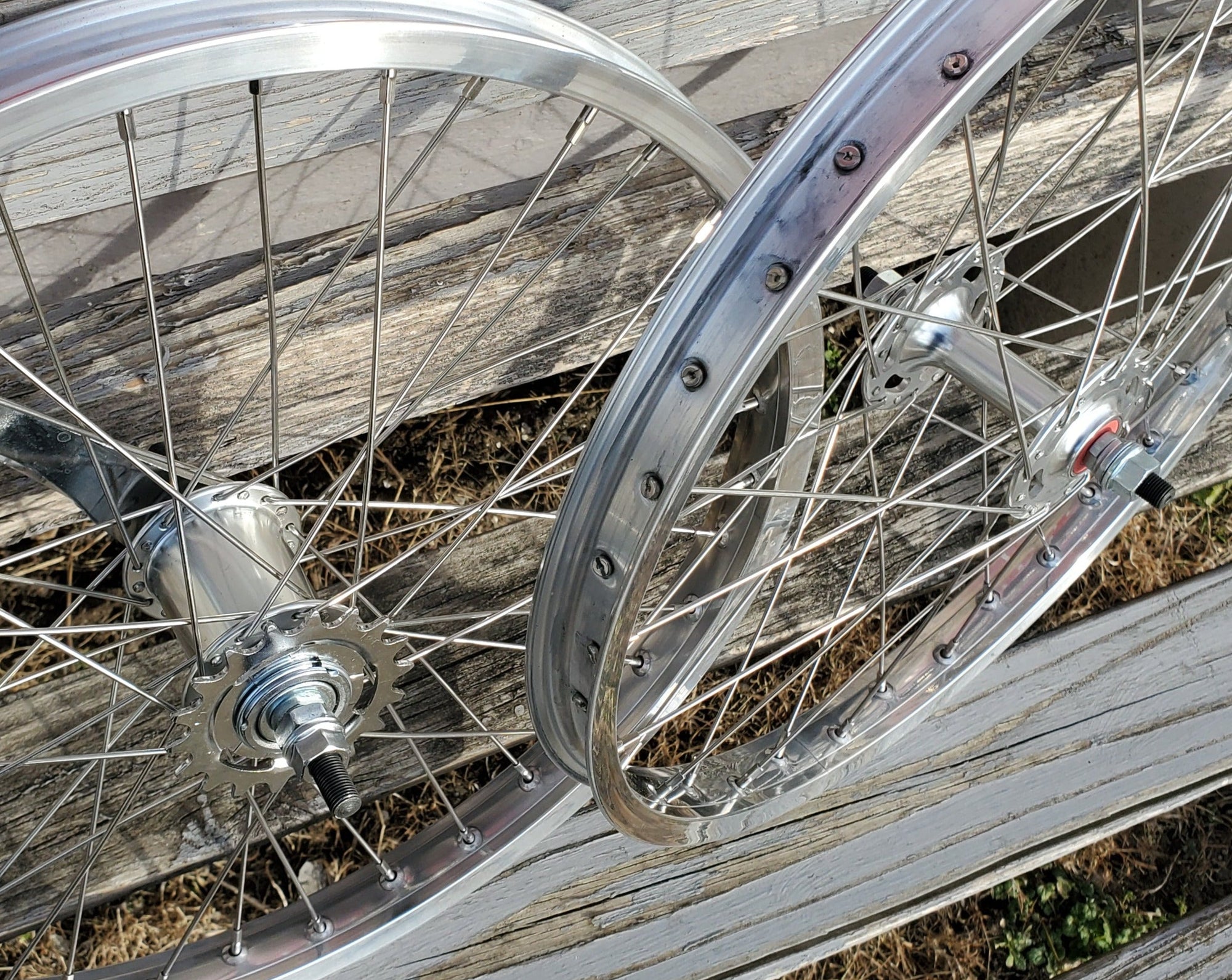 20" 7X style Coaster Brake BMX Wheelset - Pair - Silver