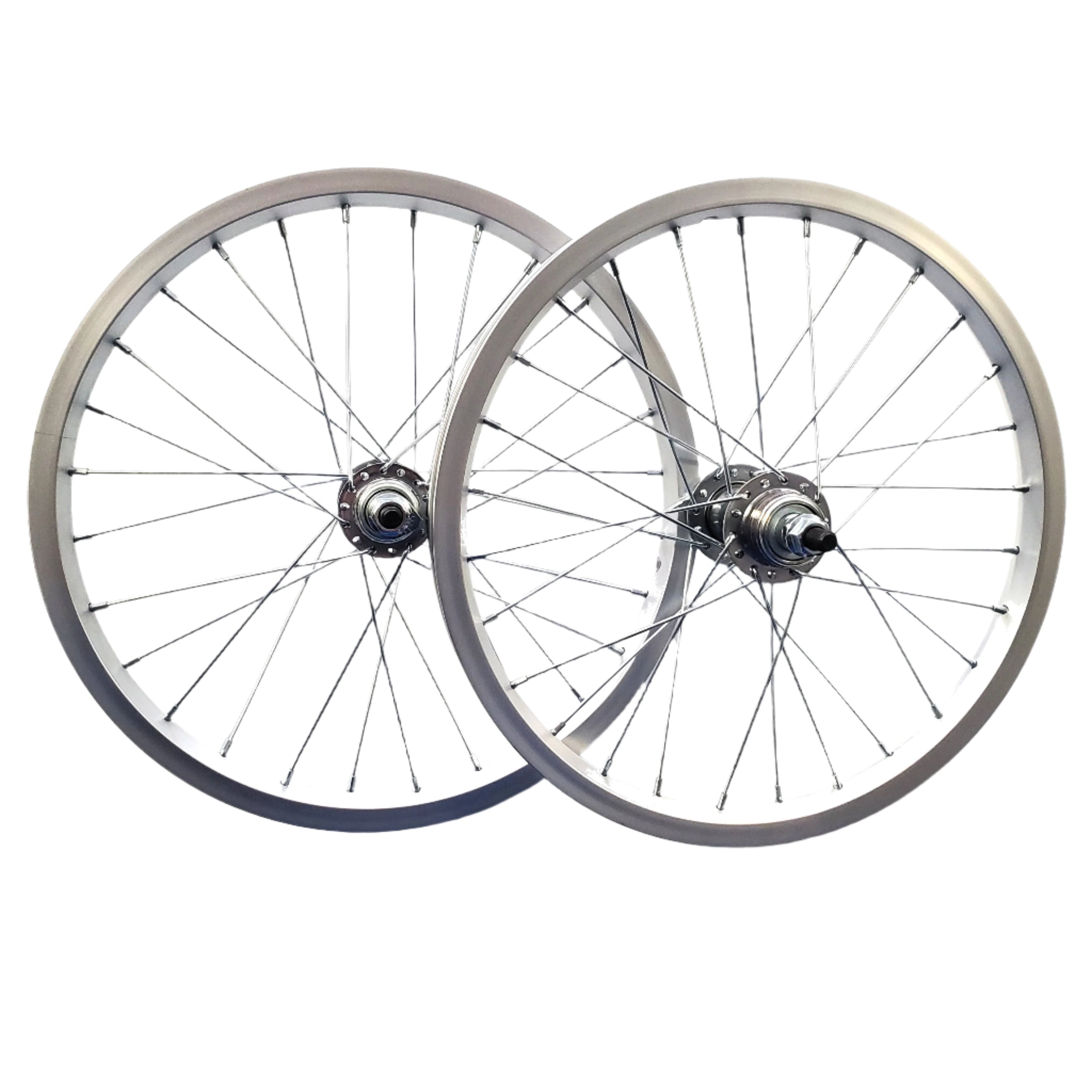 16" Aluminum BMX Wheelset - Freewheel - Pair - Silver