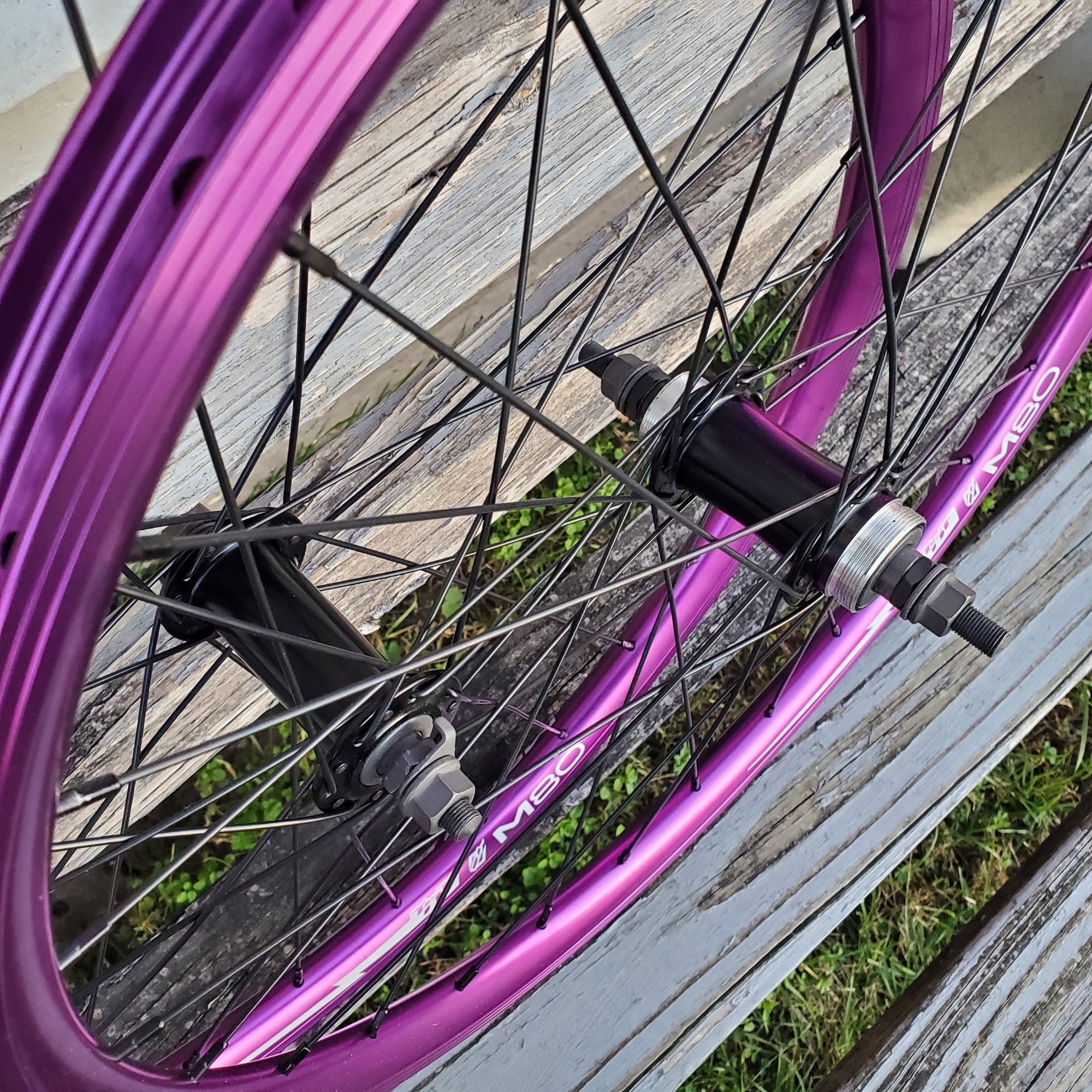 24 TNT M80X Flip Flop BMX Wheelset Pair Purple BMXGuru C W Cycle