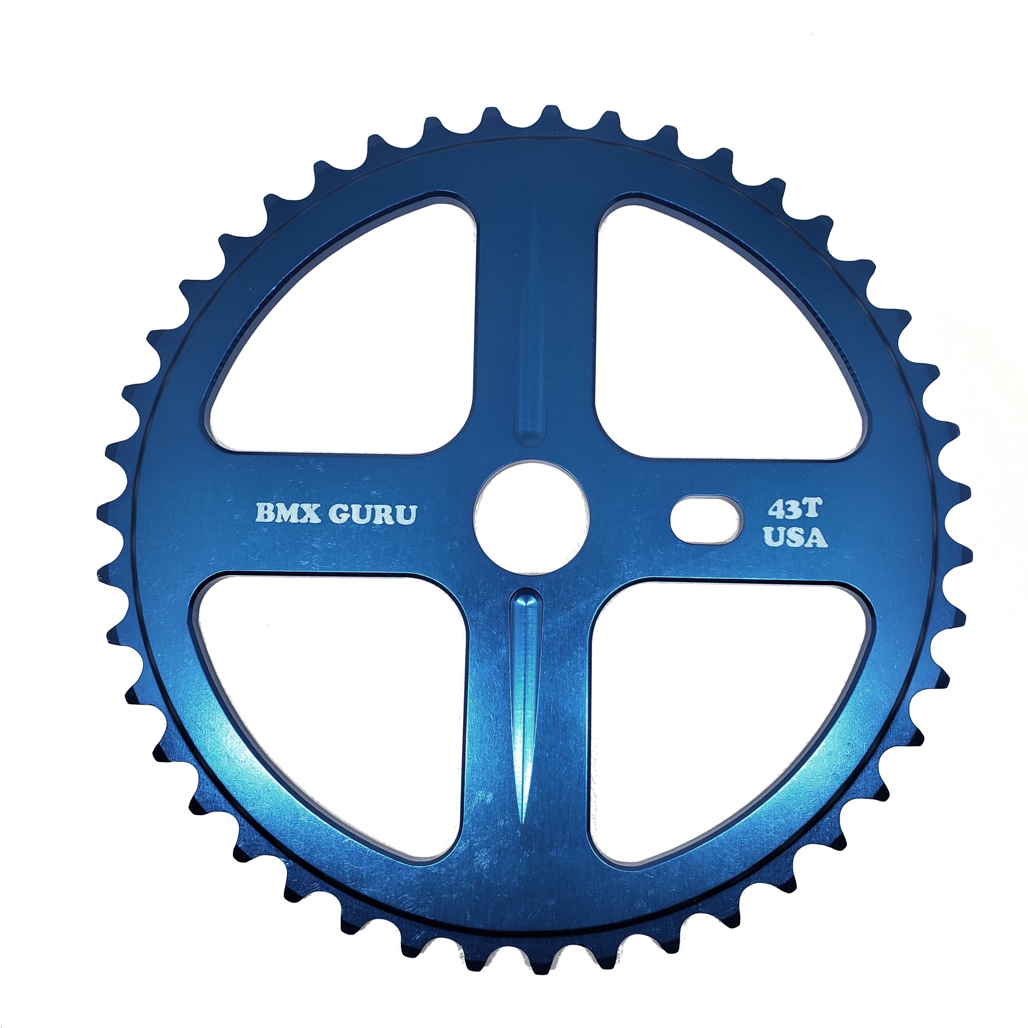 BMXGuru 43t Bolt Drive BMX Aluminum Sprocket / Chainwheel - Blue - USA Made