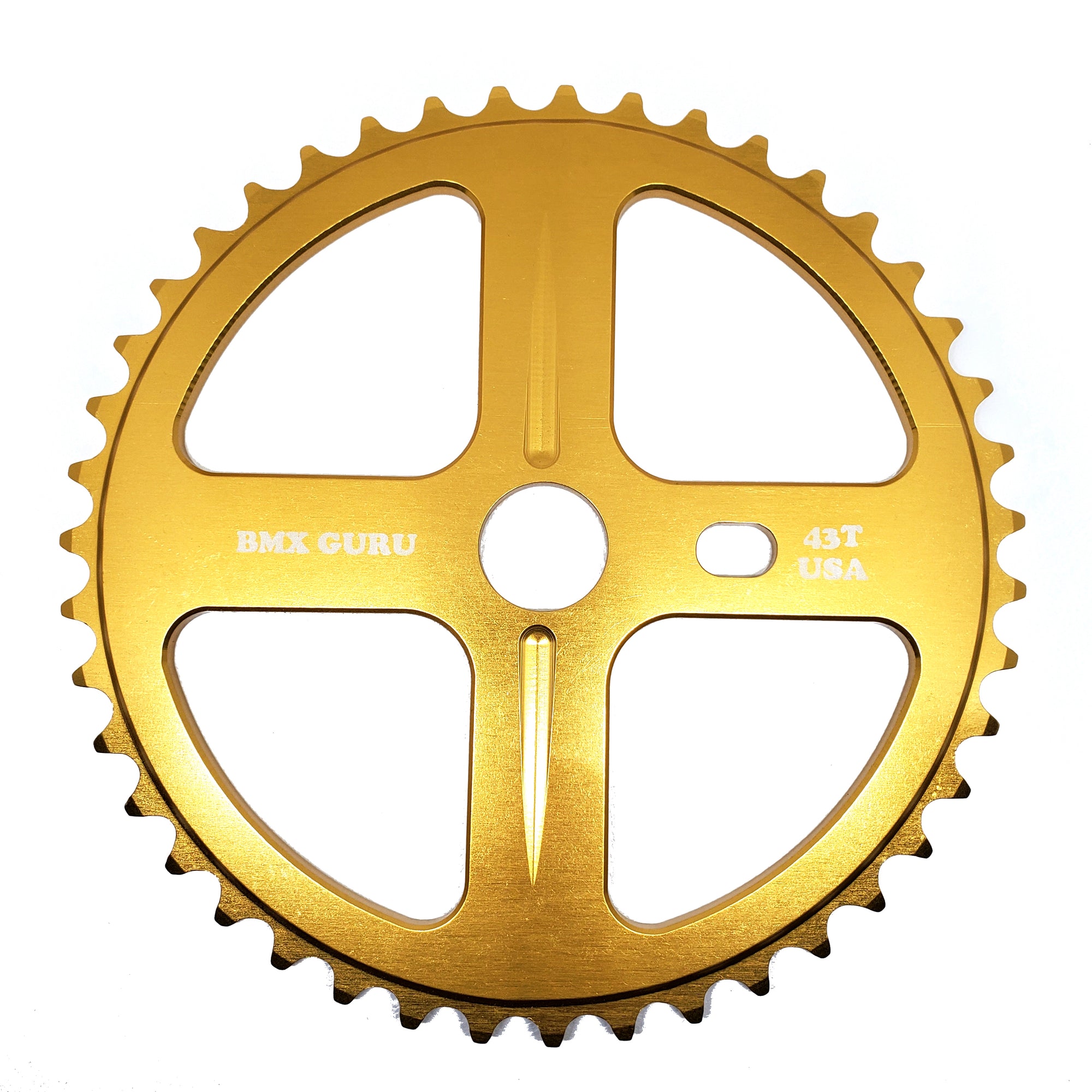 BMXGuru 43t Bolt Drive BMX Aluminum Sprocket / Chainwheel - Gold - USA Made
